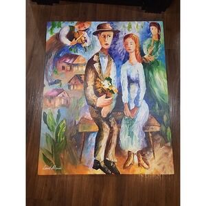 Leonid‎ Afremov Oil Painting 29x23 Signed Front And Back "Couple" Dates 2015